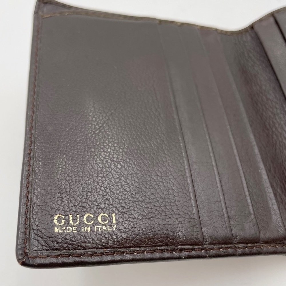 Vintage Gucci Bamboo Leather Brown Bifold Wallet - Picture 8 of 11
